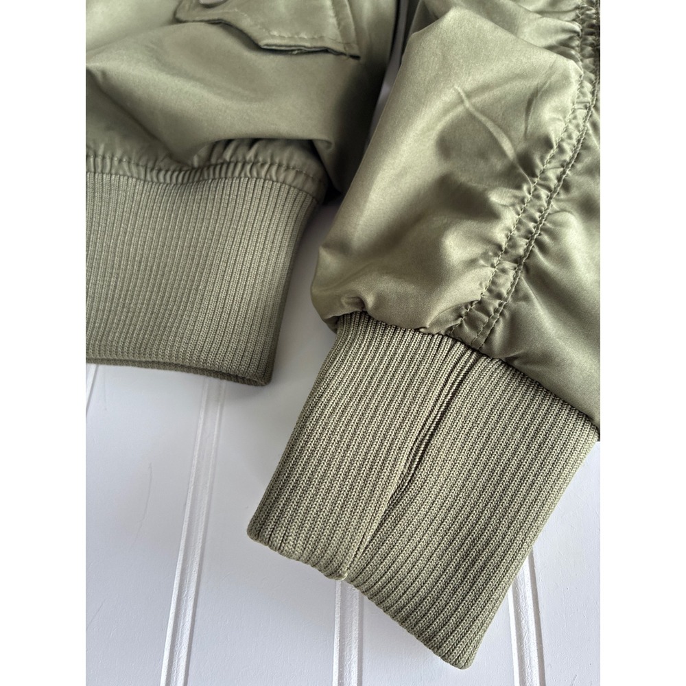 Holloway Womens Olive Green Bomber Jacket Coat Knit Hem Arm Pouch 229732 Small - Picture 12 of 16